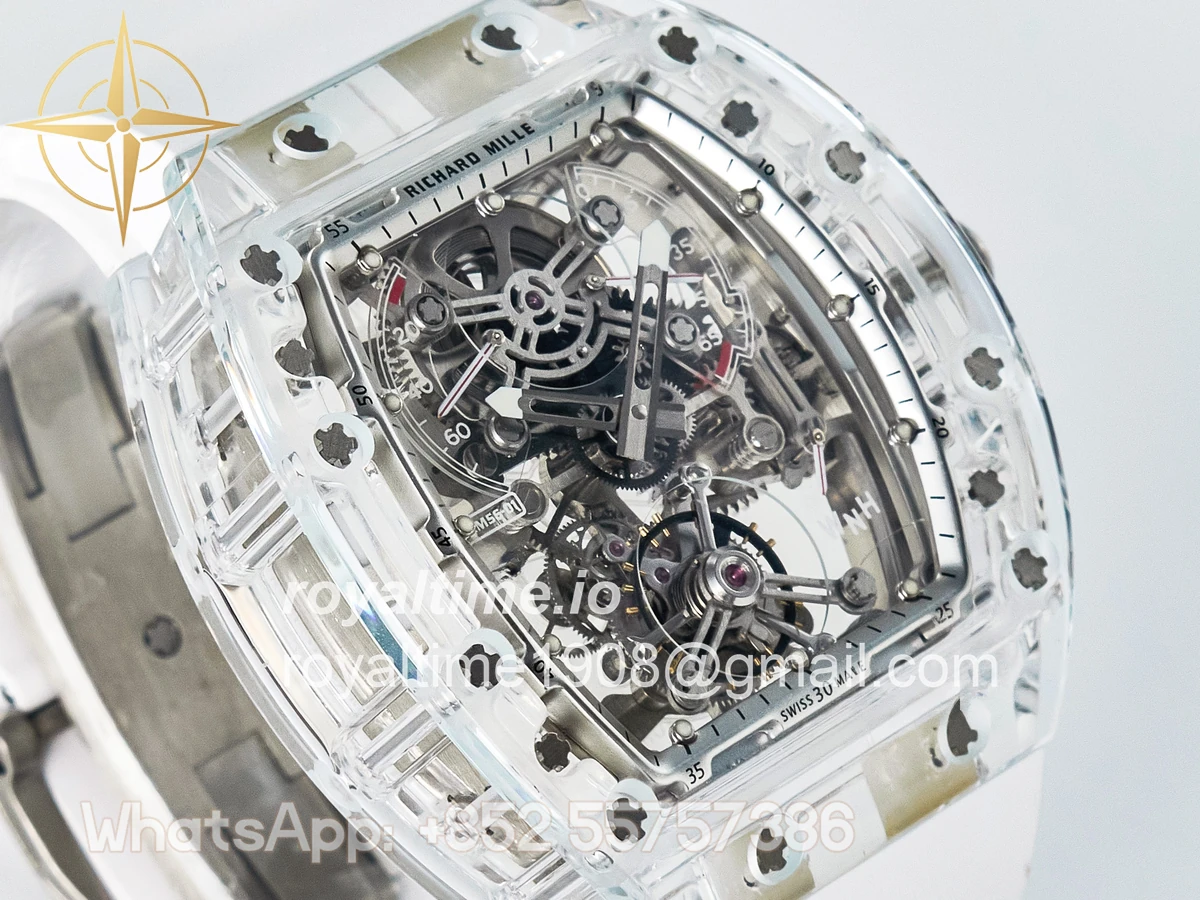 Richard Mille RM56-01 Transparent Tourbillon RMF Skeleton Dial on White Rubber Strap - Image 3