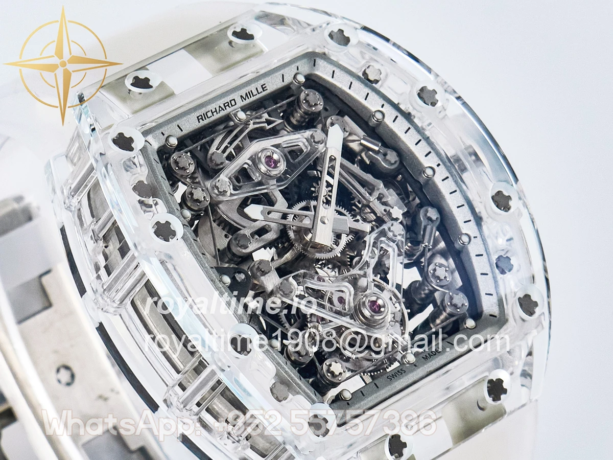 Richard Mille RM56-02 Transparent Tourbillon RMF Skeleton White Dial on Transparent Rubber Strap - Image 3