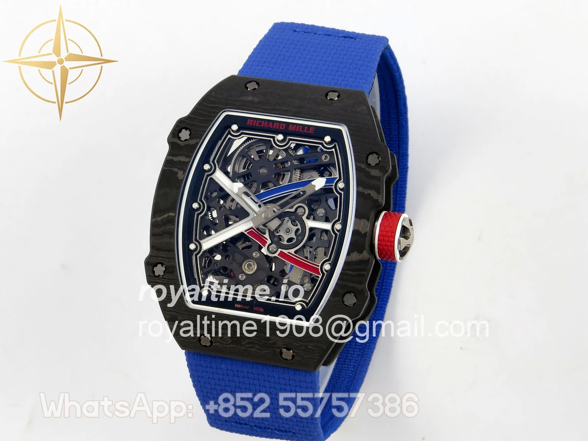 Richard Mille Umi Maker's RM67-02 Black NTPT France Blue/Red/White Skeleton Dial on Nylon strap CRMA7 V2 - Image 3