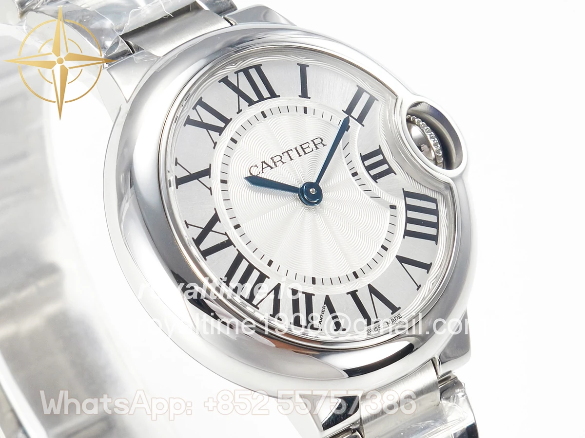 Cartier Ballon Bleu 33mm SS AF White Textured Dial on SS Bracelet Ronda Quartz - Image 3