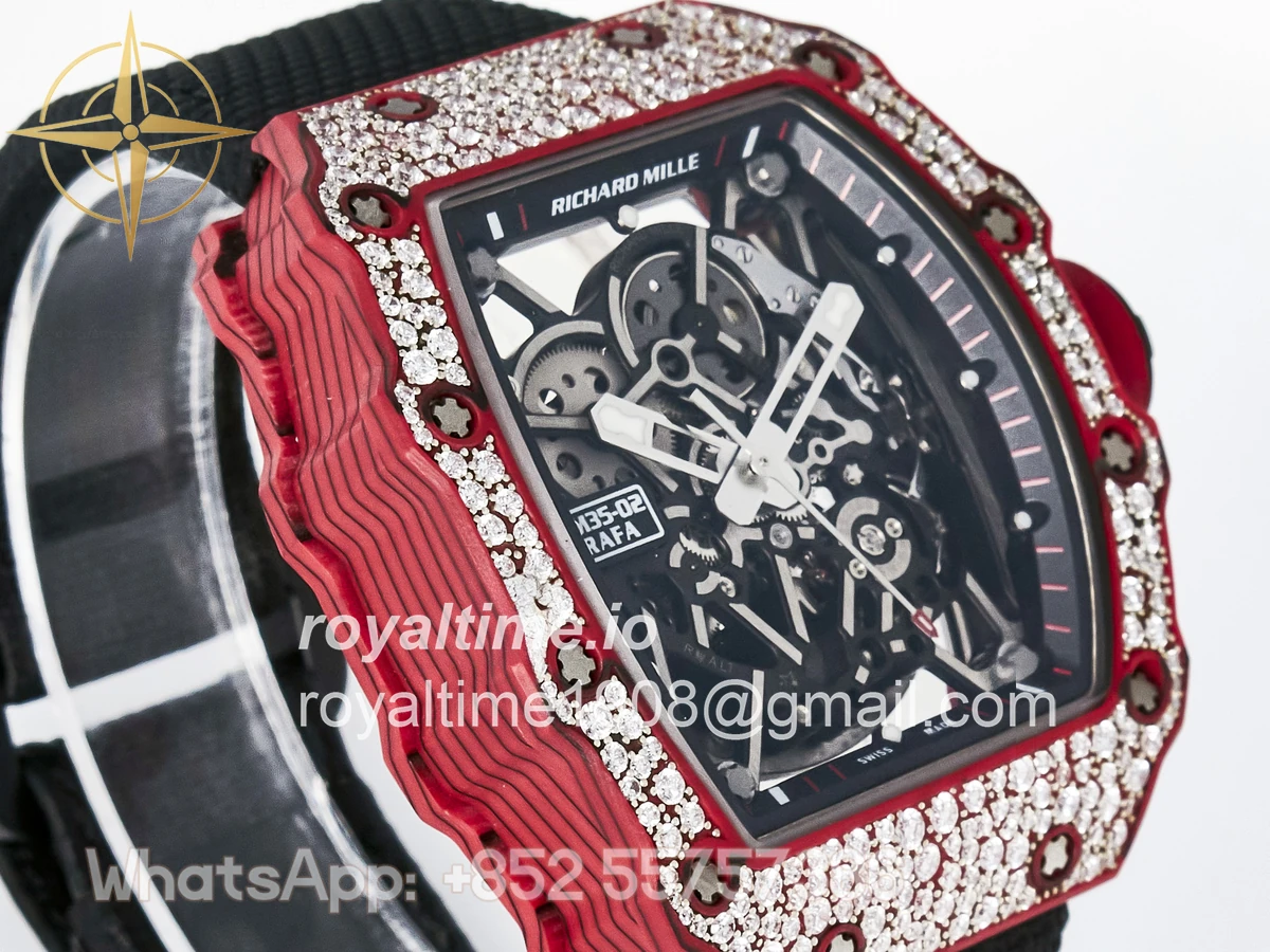 Richard Mille Custom RM035-02 Red NTPT PPMF Red Crown on Nylon Strap Custom Vaucher Movement - Image 3