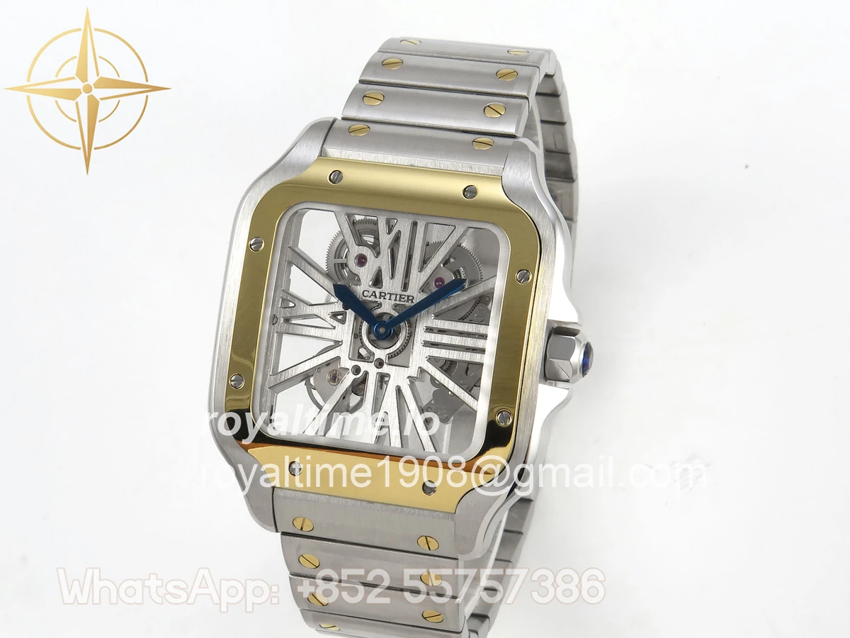Cartier Santos de Cartier Skeleton SS MLF Skeleton Green Dial on SS SmartLink Bracelet 9611MC - Image 3