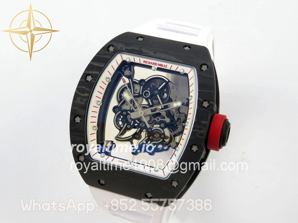 Richard Mille Custom RM055 Black Ceramic ZGF White Inner Bezel on White Rubber Strap Vaucher Manufacture Fleurier Movement (Free Sprung) - Image 3