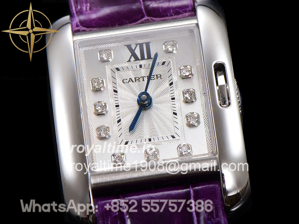 Cartier Tank Anglaise 30.2mm White Dial with Diamond Marker in Steel on Leather Strap - Image 3