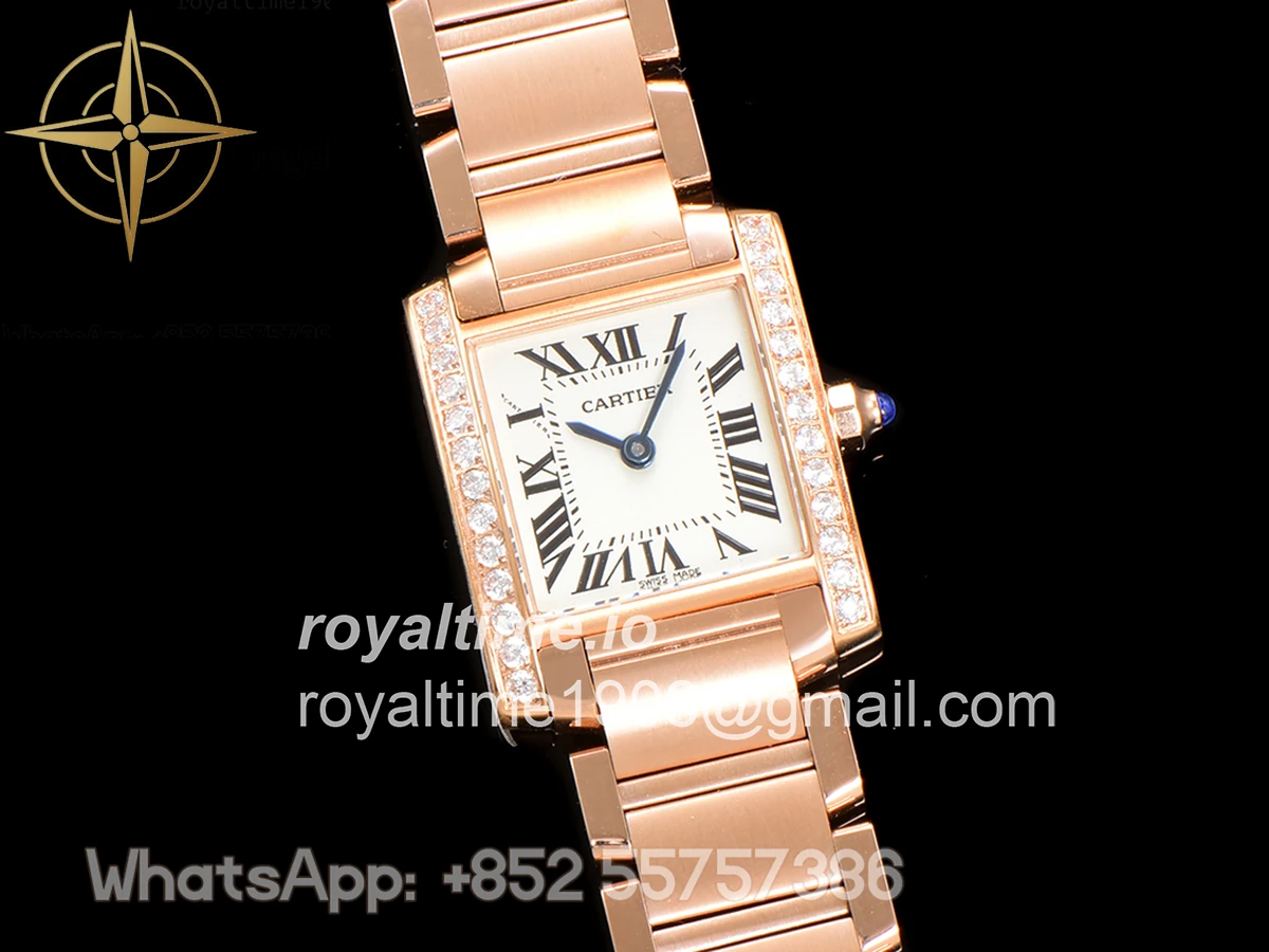 Cartier Tank Francaise Watch Small Rose Gold with Diamond Bezel - Image 3