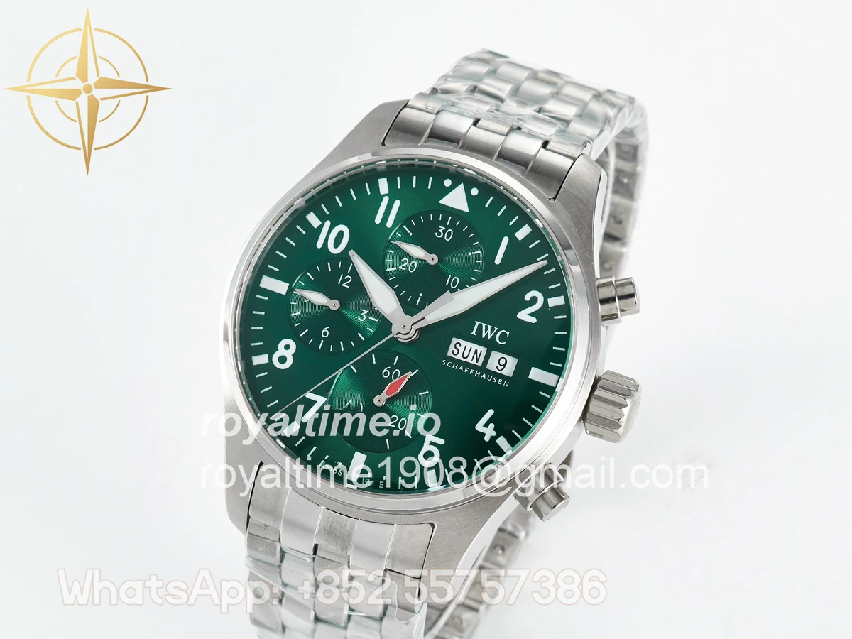 IWC Pilot’s Watch IW388104 BLSF Performance Chronograph 41mm SS Green Dial On Stainless steel bracelet A7750 to 69385 - Image 3