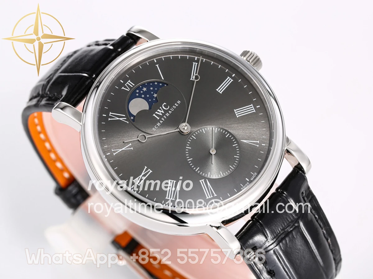 IWC Portofino Hand Wound Moon Phrase IW5548 Grey Dial in Steel - Image 3