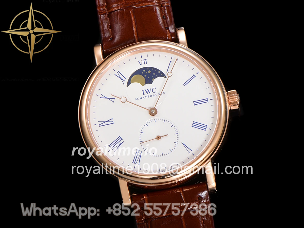 IWC Portofino Hand Wound Moon Phrase IW5548 White Dial in Rose Gold - Image 3