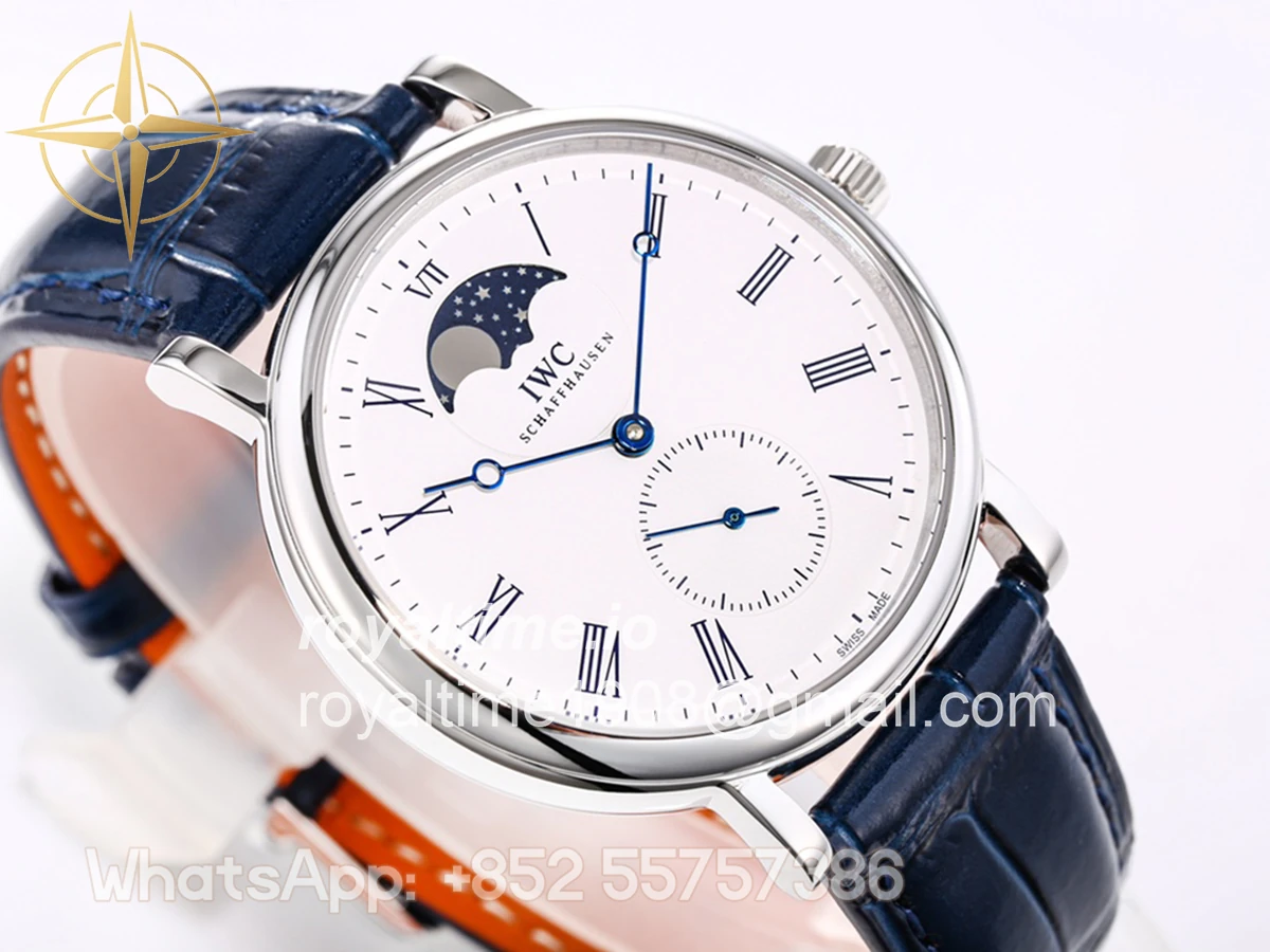 IWC Portofino Hand Wound Moon Phrase IW5548 White Dial in Steel - Image 3