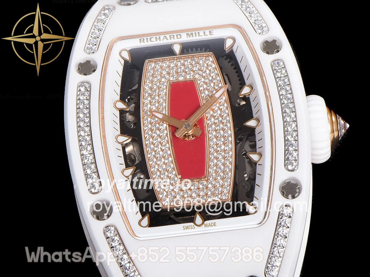 Richard Mille RM 007 Automatic Ladies White Ceramic Red Lips Diamond - Image 3