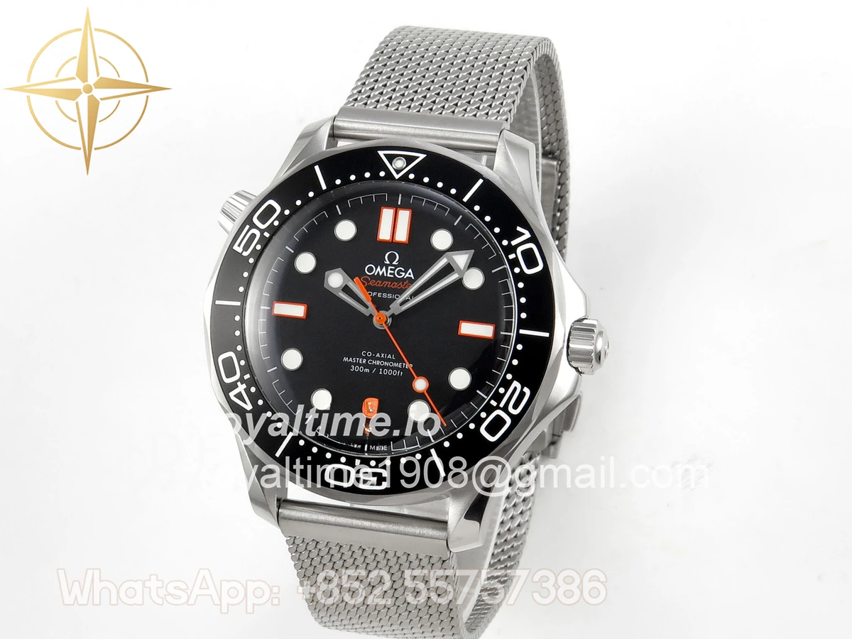 Omega Seamaster 300M Diver SS VSF Black/Orange Dial on SS Mesh Bracelet VS8806 - Image 3
