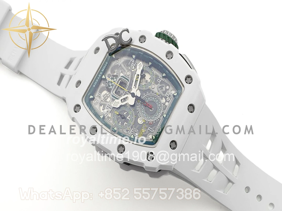 Richard Mille RM 011-02 Le Mans Classic Chronograph in Green on White Rubber Strap - Image 3