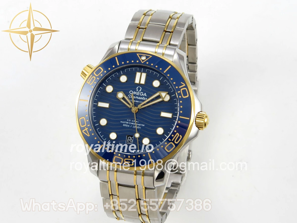 Omega Seamaster Diver 300M SS/YG ORF Blue Ceramic Blue Dial on SS/YG Bracelet OR8800 - Image 3