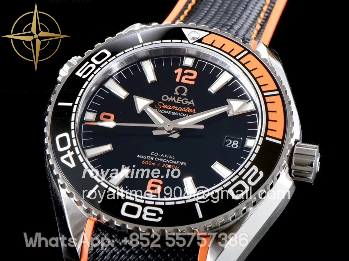 Omega Seamaster Planet Ocean 600M 43.5mm Black Dial in Steel on Leather Strap - Image 3