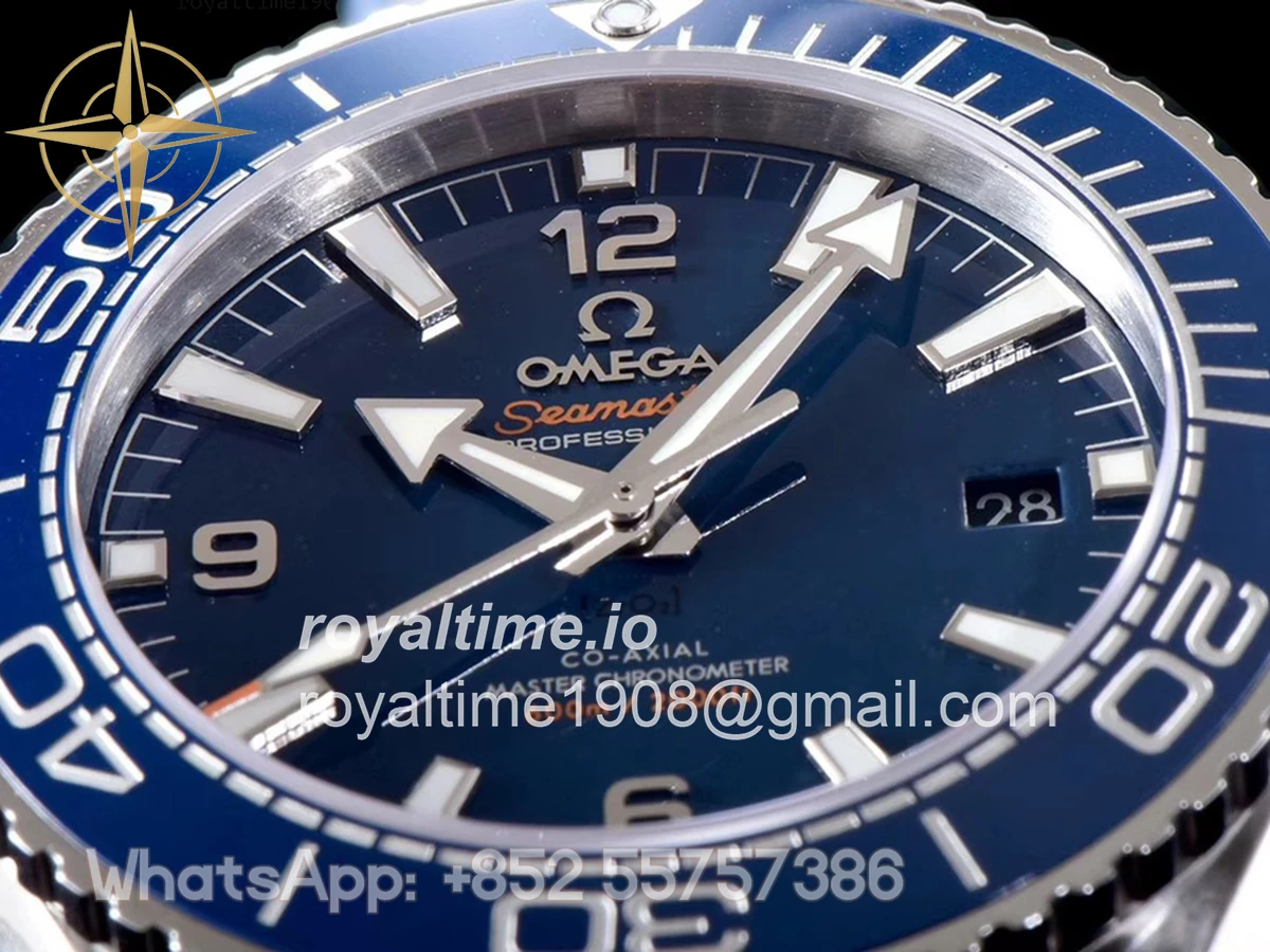 Omega Seamaster Planet Ocean 600M 43.5mm Blue Dial in Steel on Leather Strap - Image 3