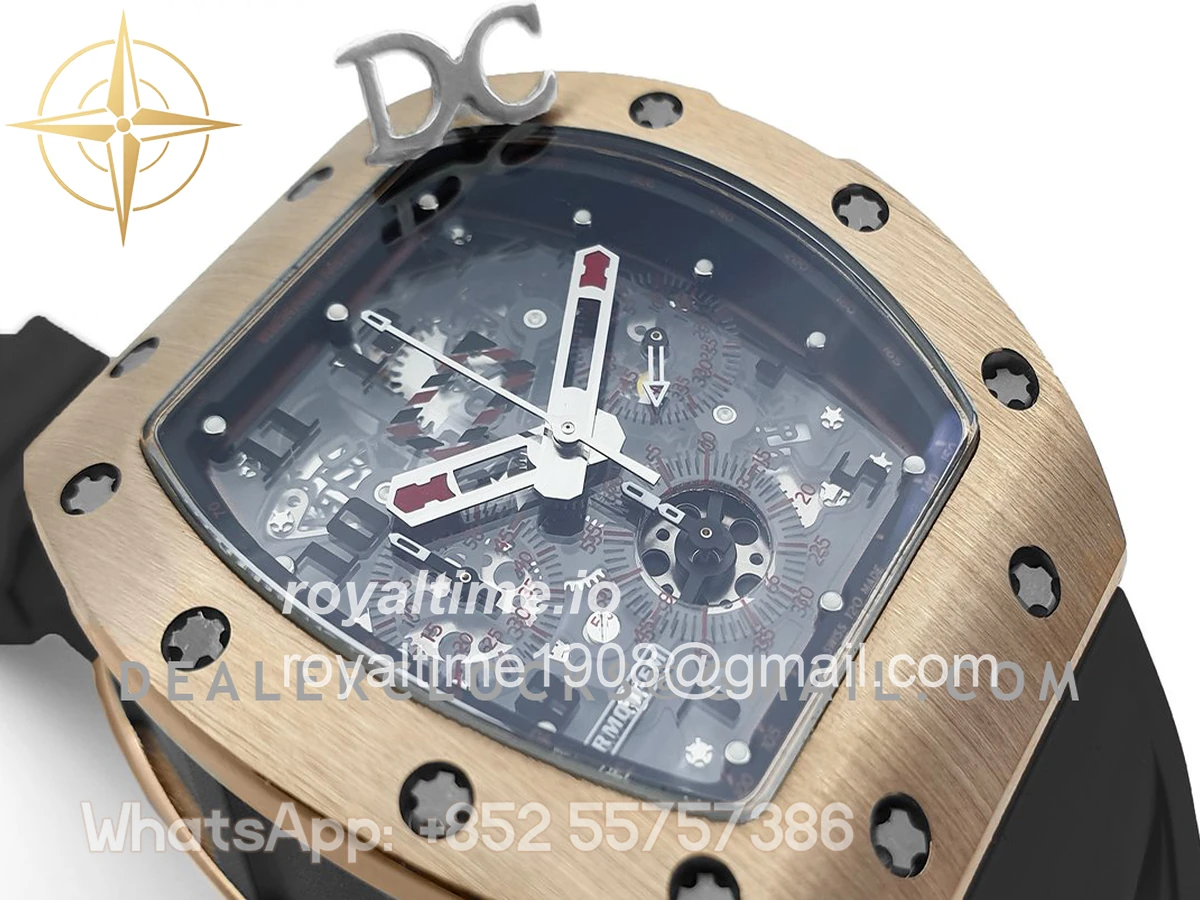 Richard Mille RM 011 Automatic Flyback Chronograph in Rose Gold / Titanium on Black Rubber - Image 3