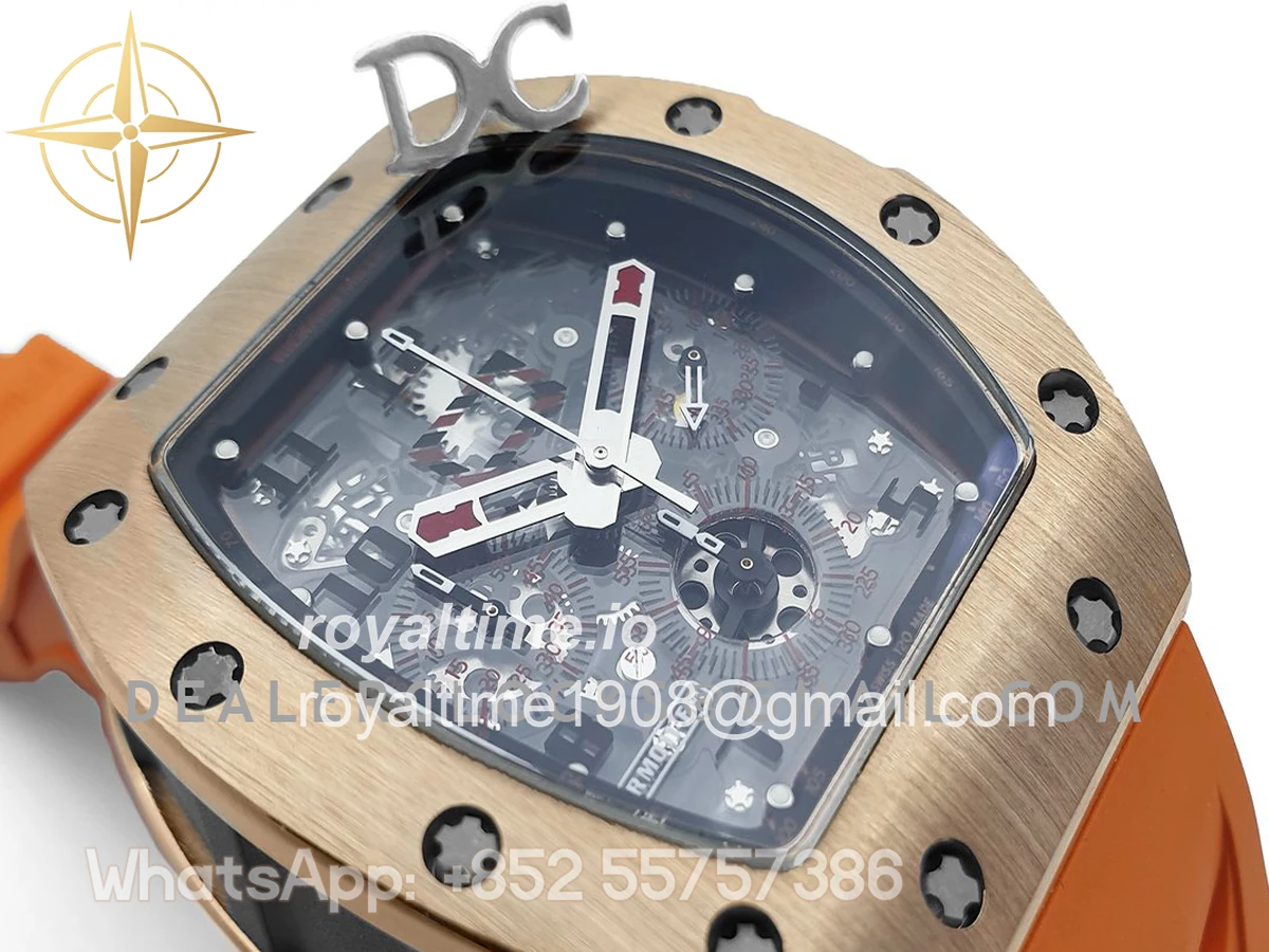 Richard Mille RM 011 Automatic Flyback Chronograph in Rose Gold / Titanium on Orange Rubber - Image 3