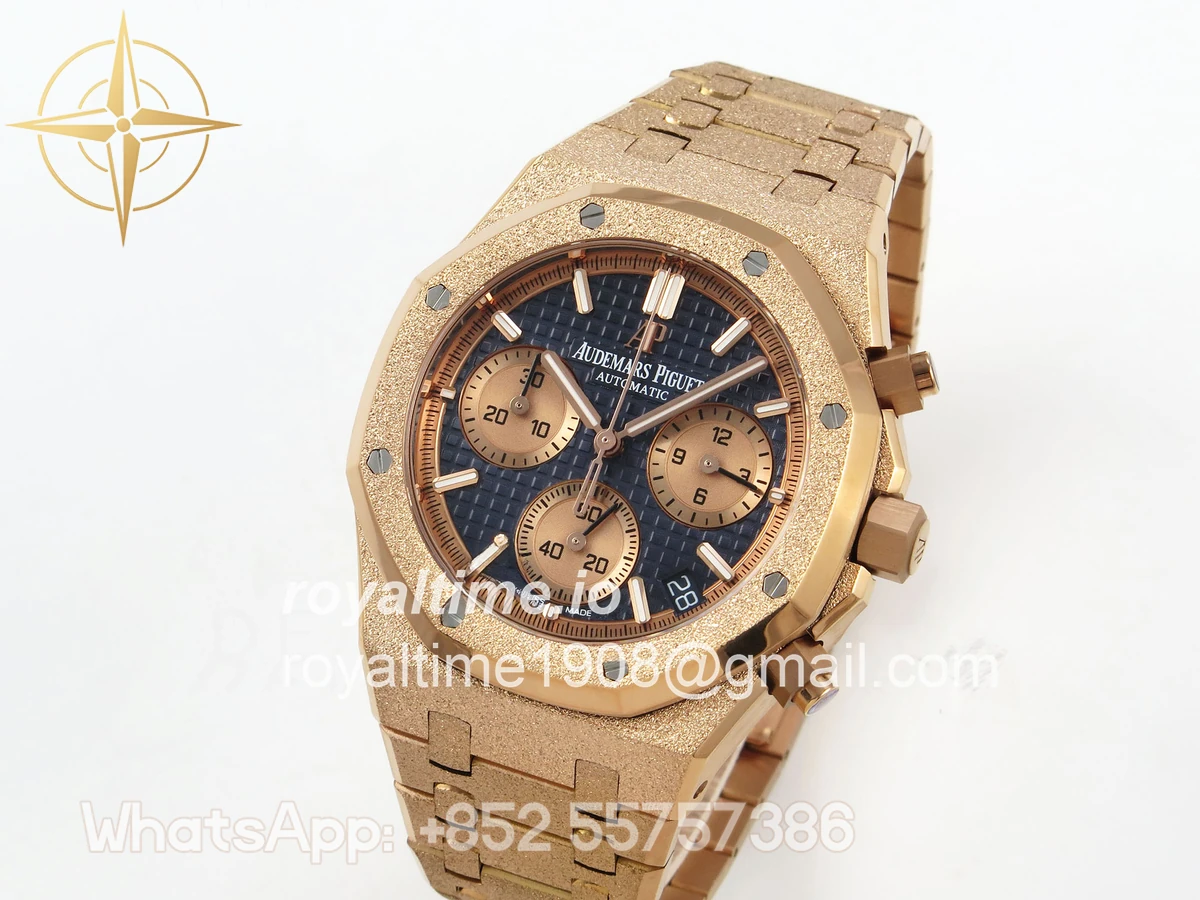 Audemars Piguet Royal Oak Chrono 26240 Frosted RG APSF Blue Dial on RG Bracelet SA4401 - Image 3