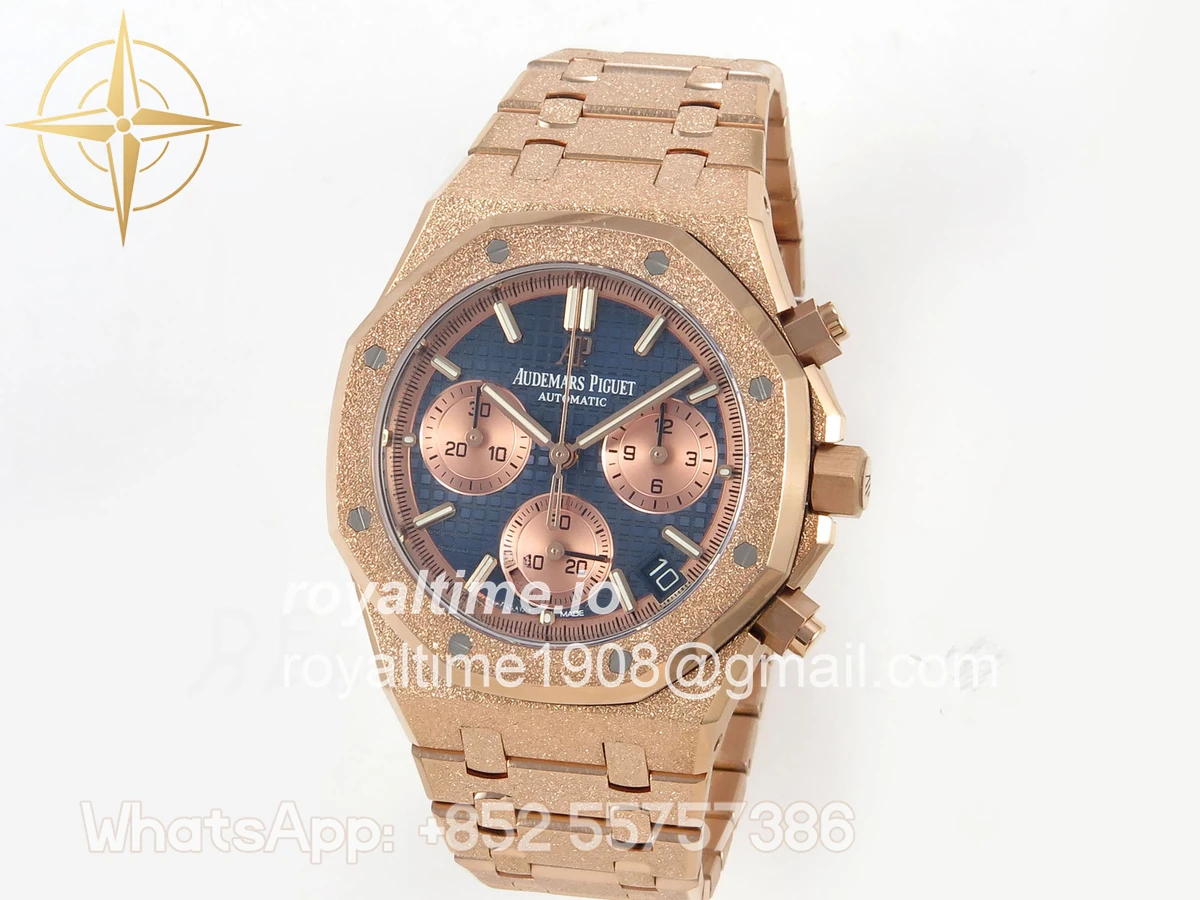 Audemars Piguet Royal Oak Chrono 26240 Frosted RG DDF Blue Dial on RG Bracelet DD4401 - Image 3
