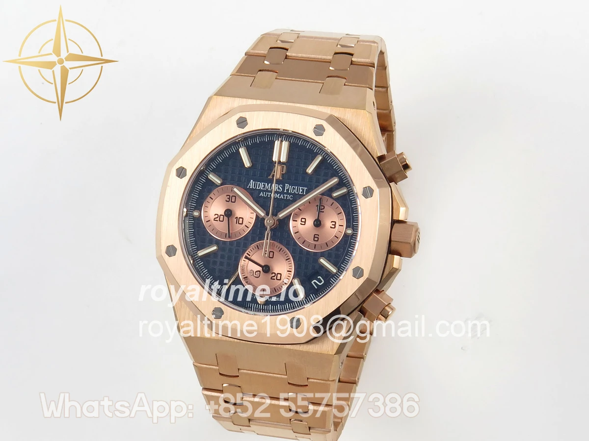 Audemars Piguet Royal Oak Chrono 26240 RG DDF Blue/RG Dial on RG Bracelet DD4401 (SW Dial) - Image 3