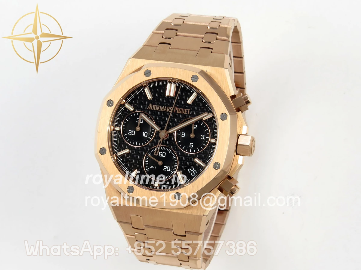 Audemars Piguet Royal Oak Chrono 26240 RG DDSF Black Dial on RG Bracelet DD4401 - Image 3