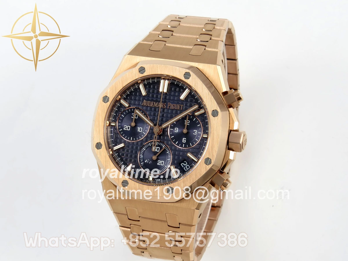 Audemars Piguet Royal Oak Chrono 26240 RG DDSF Blue Dial on RG Bracelet DD4401 - Image 3