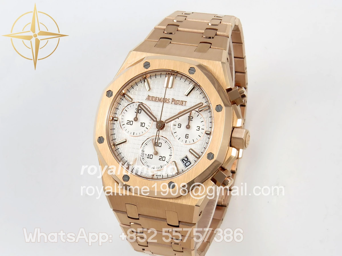 Audemars Piguet Royal Oak Chrono 26240 RG DDSF White Dial on RG Bracelet DD4401 - Image 3