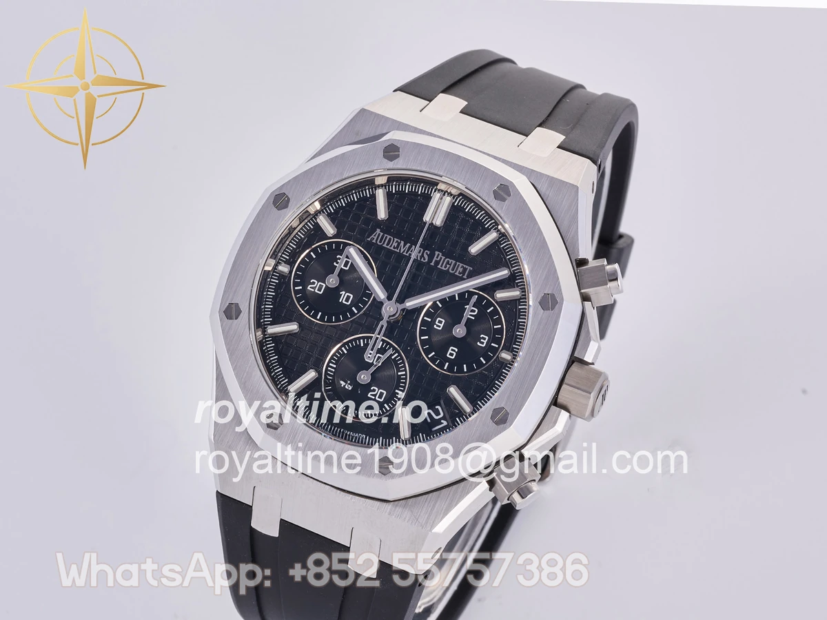 Audemars Piguet Royal Oak Chrono 26240 SS DDF Black Dial on Black Rubber Strap DD4401 (50th Anniversary) - Image 3