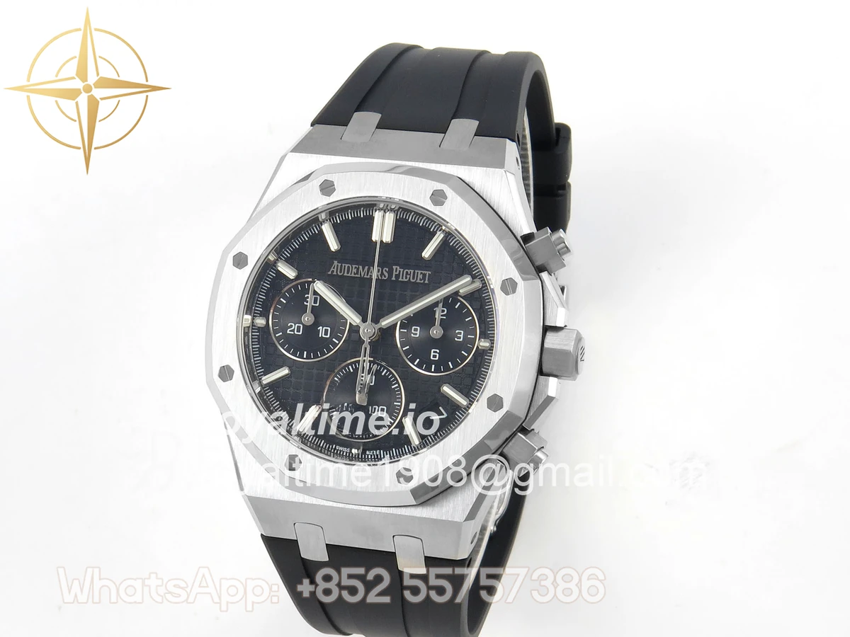 Audemars Piguet Royal Oak Chrono 26240 SS DDF Blue Dial on Black Rubber Strap DD4401 (SW Dial) - Image 3
