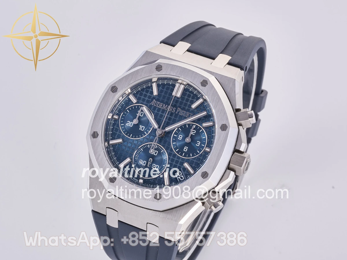 Audemars Piguet Royal Oak Chrono 26240 SS DDF Blue Dial on Blue Rubber Strap DD4401 (50th Anniversary) - Image 3