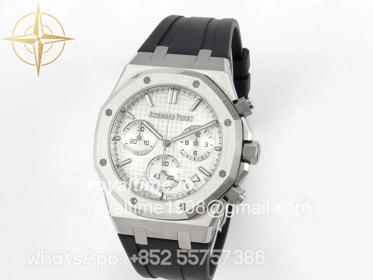 Audemars Piguet Royal Oak Chrono 26240 SS DDF White Dial on Black Rubber Strap DD4401 (SW Dial) - Image 3