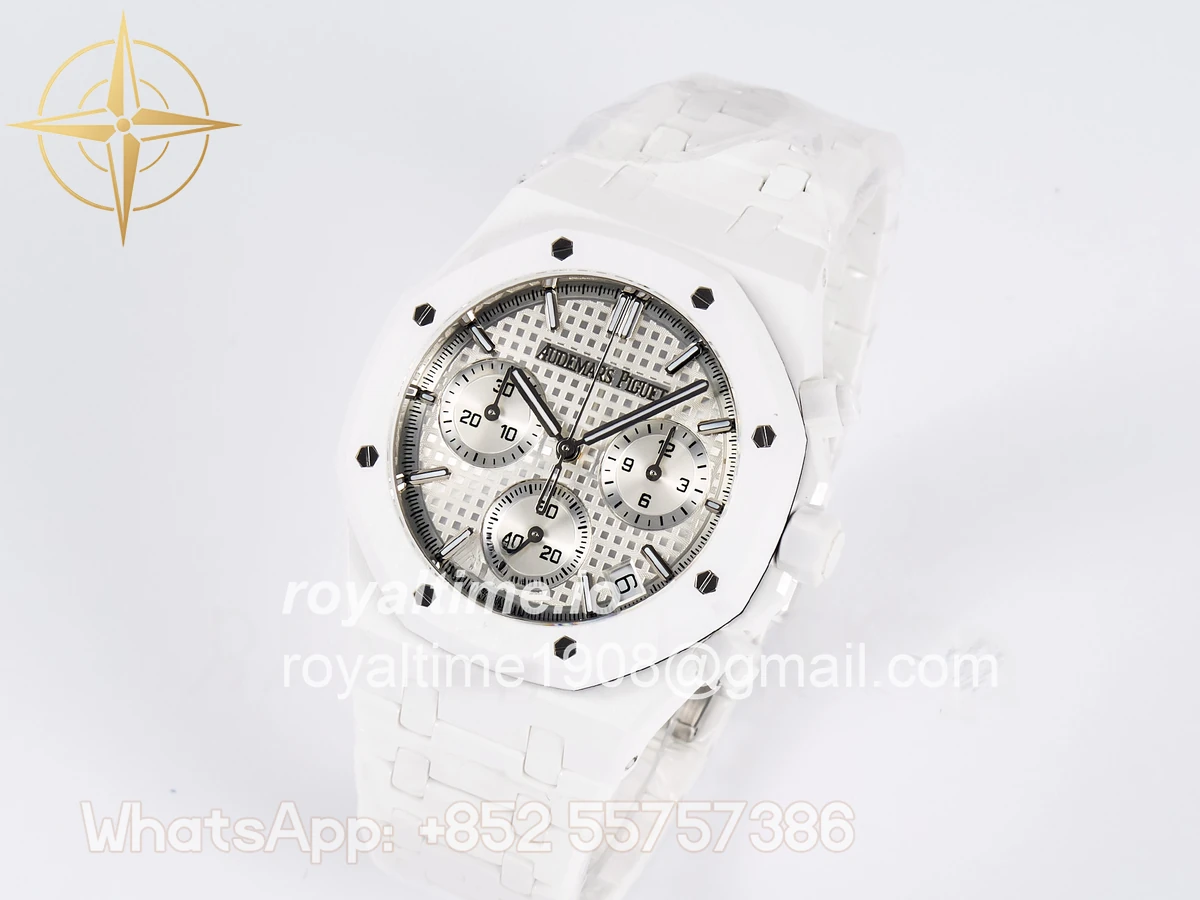 Audemars Piguet Royal Oak Chrono 26240 White Ceramic APSF Black Dial On White Ceramic Bracelet SA4401 - Image 3
