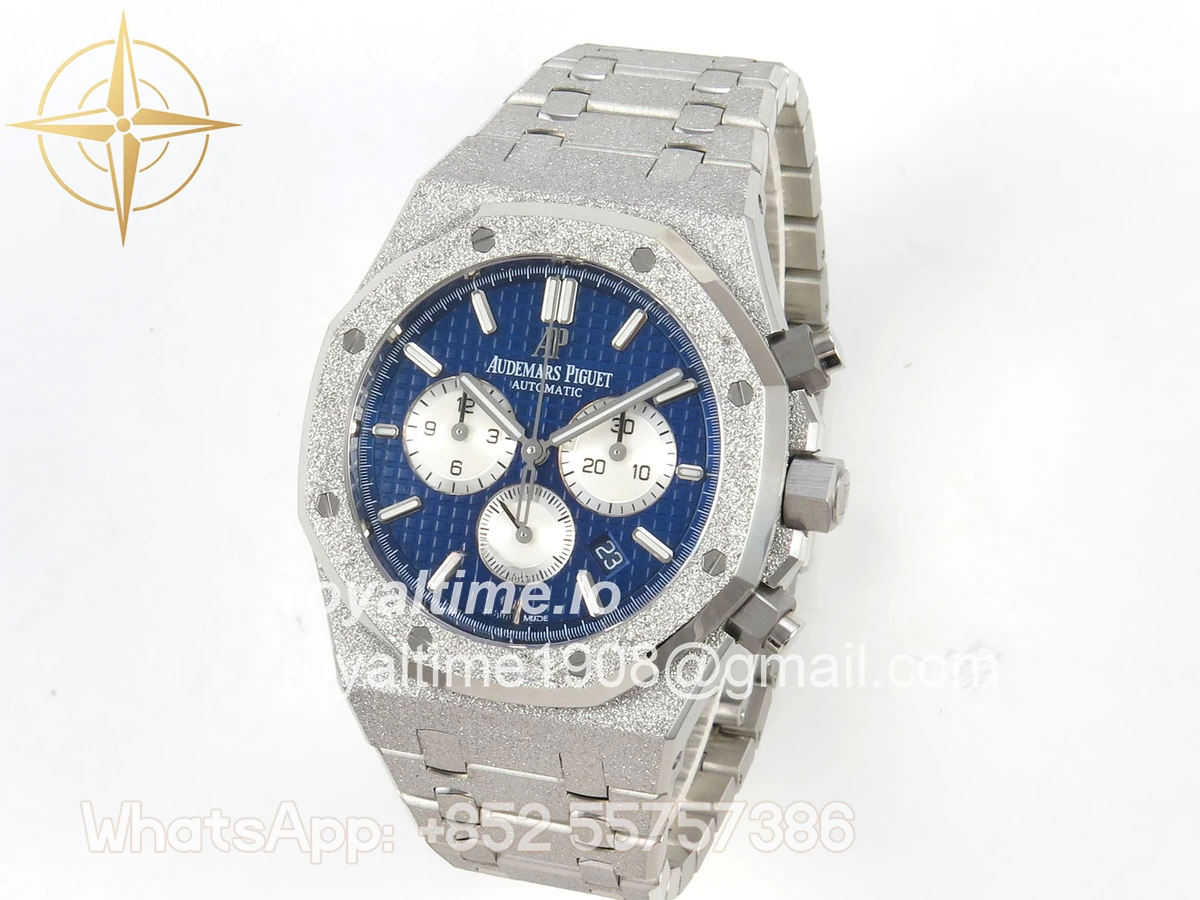 Audemars Piguet Royal Oak Chrono 26331 Frosted SS APSF Blue/White Dial on Bracelet A2385 - Image 3