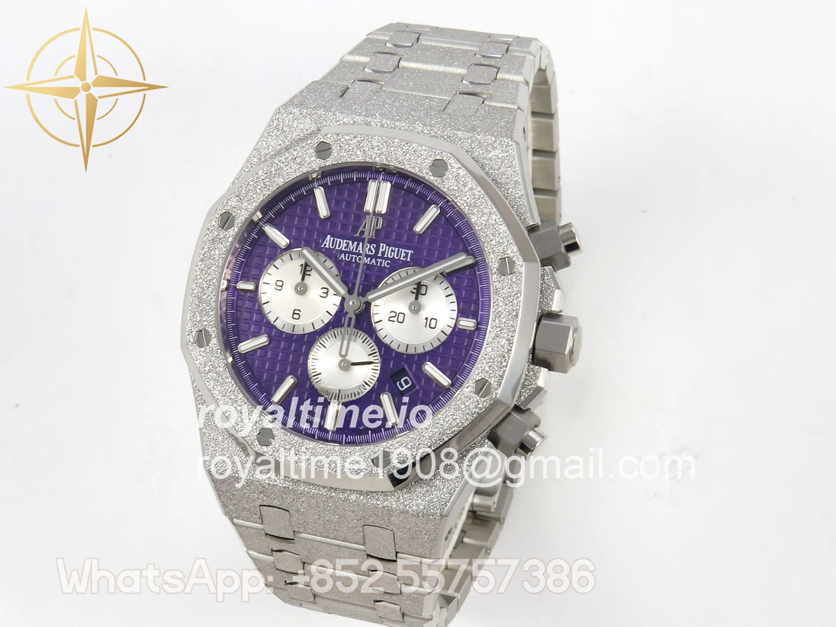 Audemars Piguet Royal Oak Chrono 26331 Frosted SS APSF Purple/White Dial on Bracelet A2385 - Image 3