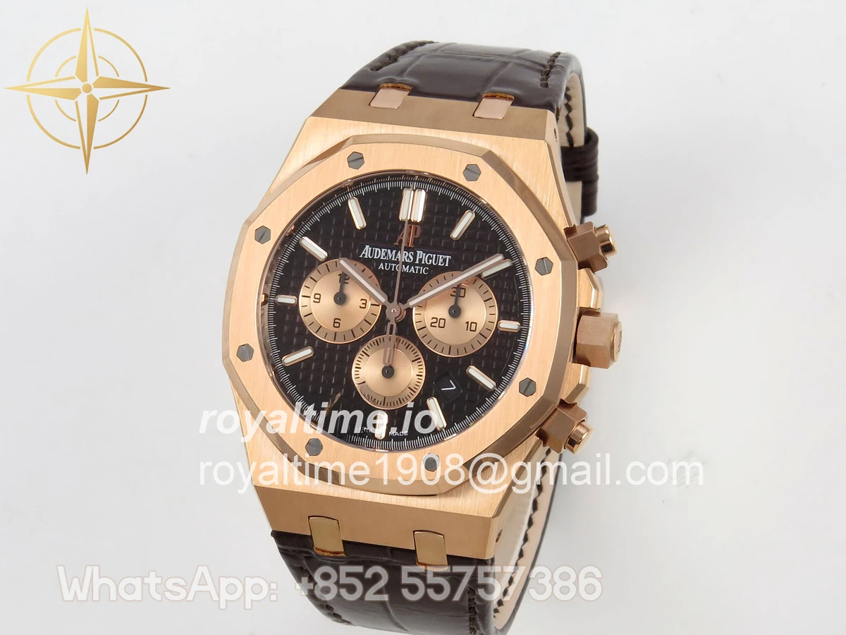 Audemars Piguet Royal Oak Chrono 26331 RG APWF Brown/RG Dial on Brown Leather Strap A2385 - Image 3
