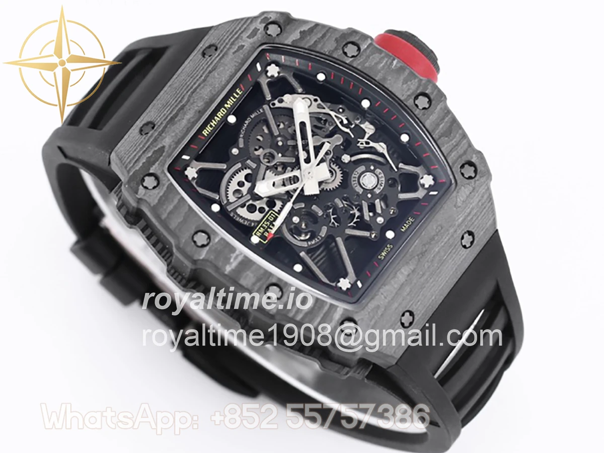 Richard Mille RM 035-01 Rafael Nadal NTPT Carbon on Black Rubber Strap - Image 4