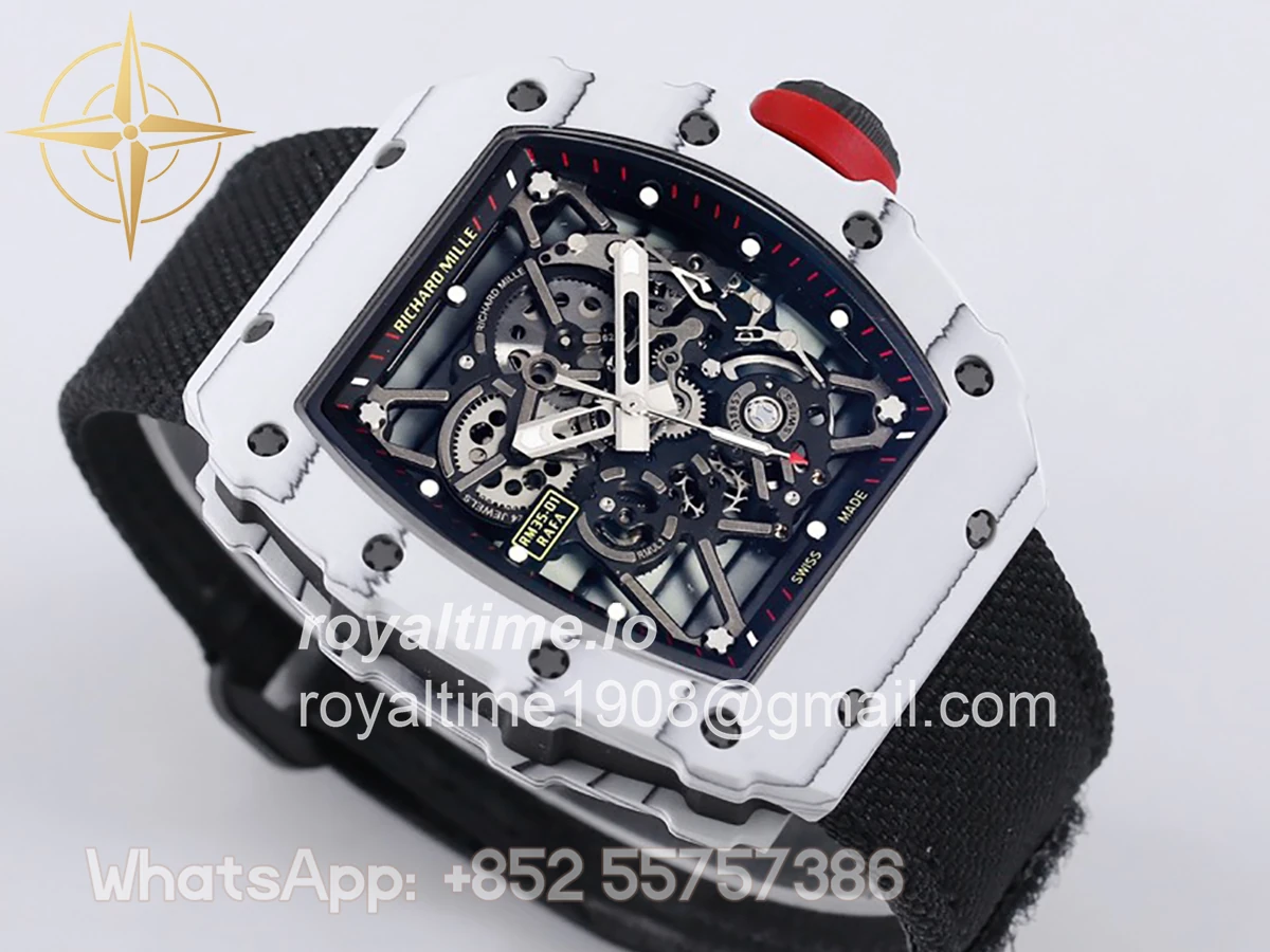 Richard Mille RM 035-01 Rafael Nadal White NTPT on Black Nylon Strap - Image 4