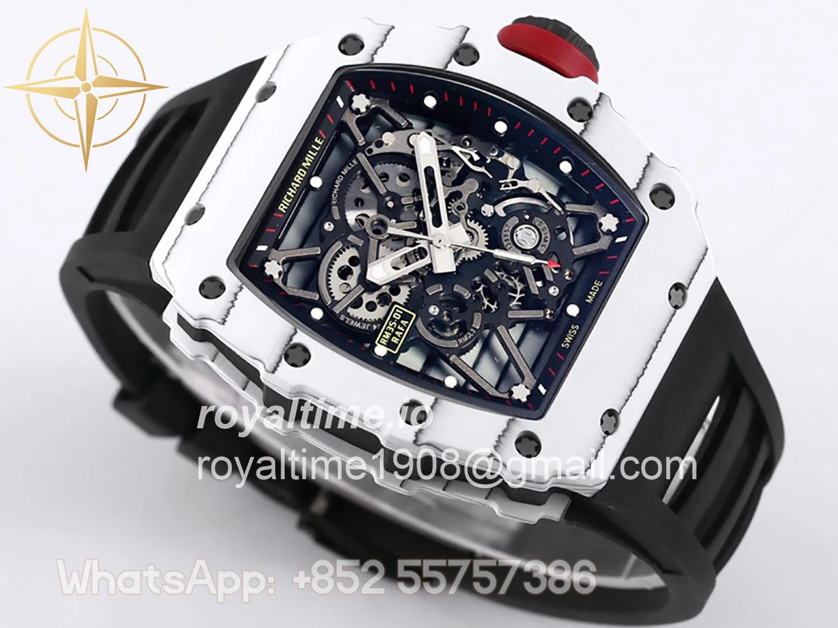 Richard Mille RM 035-01 Rafael Nadal White NTPT on Black Rubber Strap - Image 4
