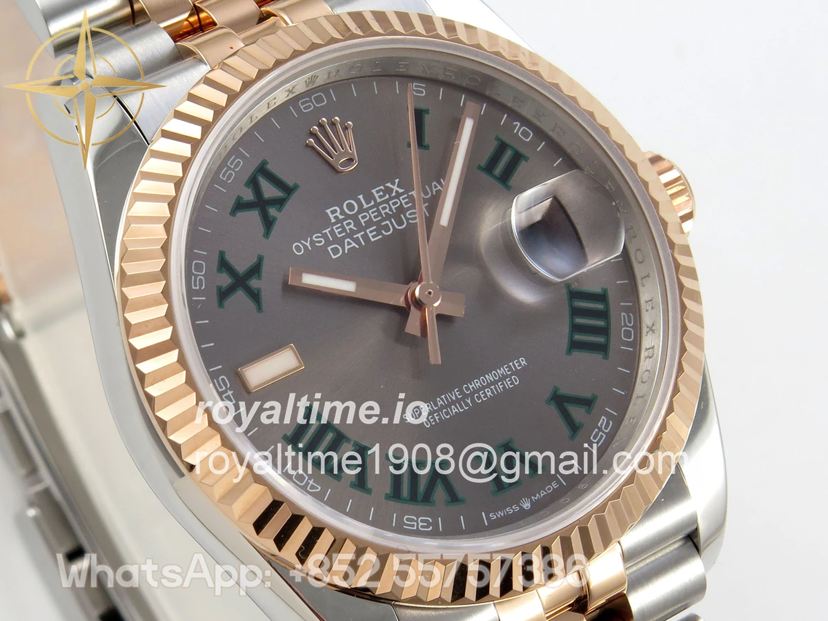 Rolex DateJust 36 126231 QF Gray Dial Green Roman on Jubilee Bracelet QF3235 - Image 4