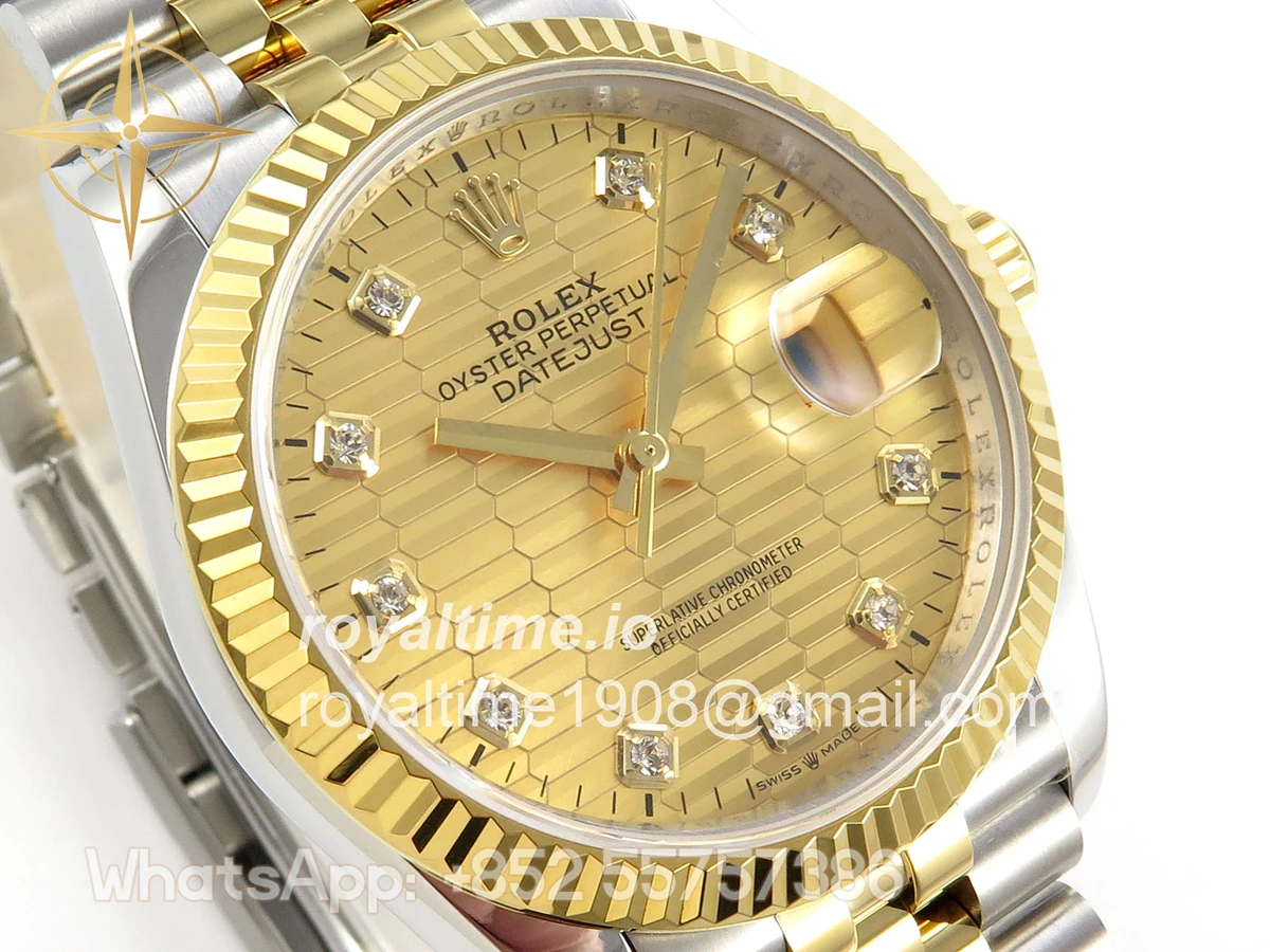 Rolex DateJust 36 126233 QF YG Textured DIamonds Dial on Jubilee Bracelet QF3235 - Image 4
