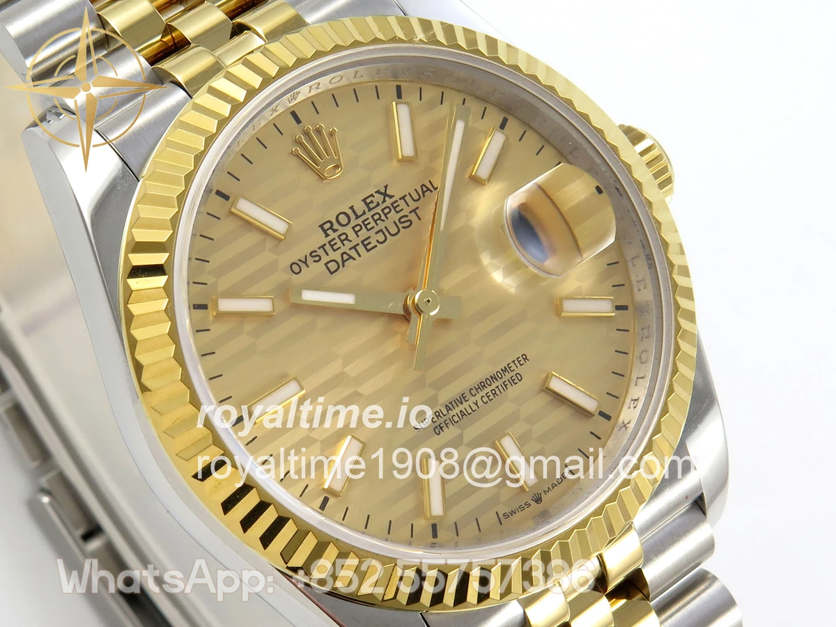 Rolex DateJust 36 126233 QF YG Textured Stick Dial on Jubilee Bracelet QF3235 - Image 4