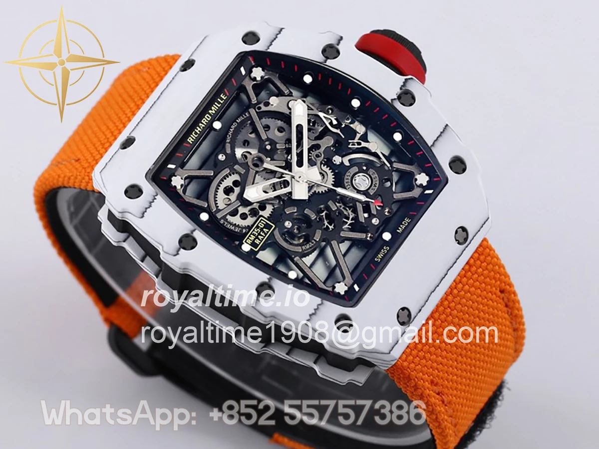 Richard Mille RM 035-01 Rafael Nadal White NTPT on Orange Nylon Strap - Image 4
