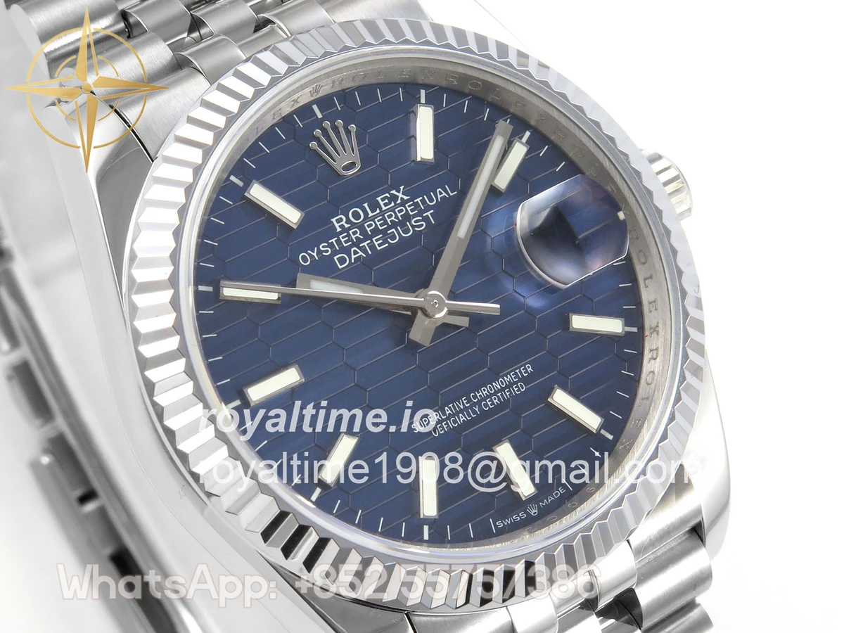 Rolex DateJust 36 126234 QF Blue Textured Stick Dial on Jubilee Bracelet QF3235 - Image 4