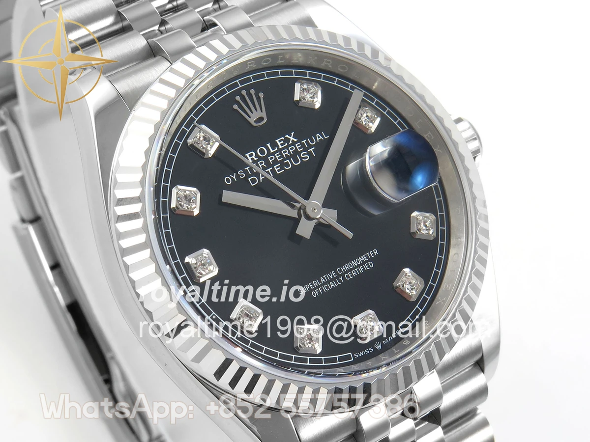 Rolex DateJust 36 126334 904L SS Clean Plus Black Diamonds Dial on Jubilee Bracelet DD3235 - Image 4