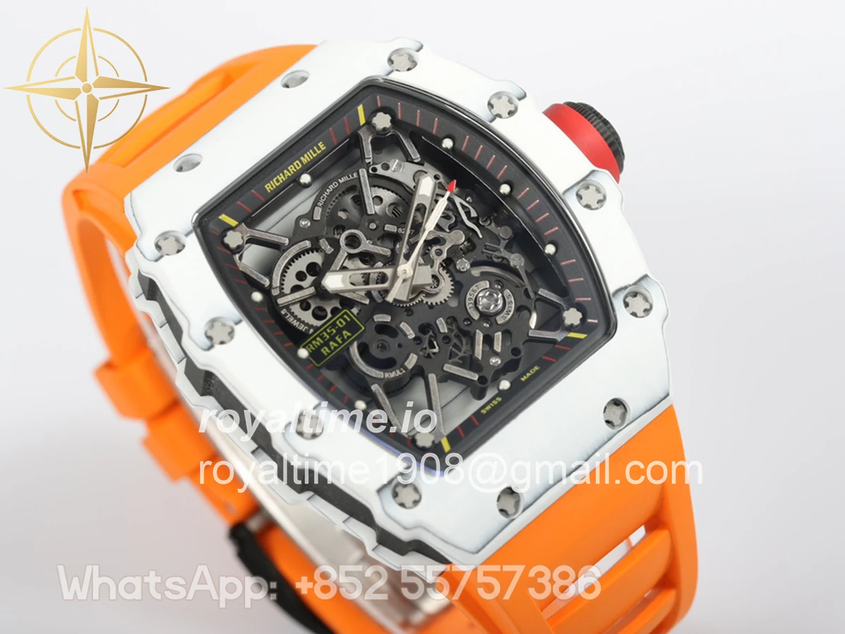 Richard Mille RM 035-01 Rafael Nadal White NTPT on Orange Rubber Strap - Image 4
