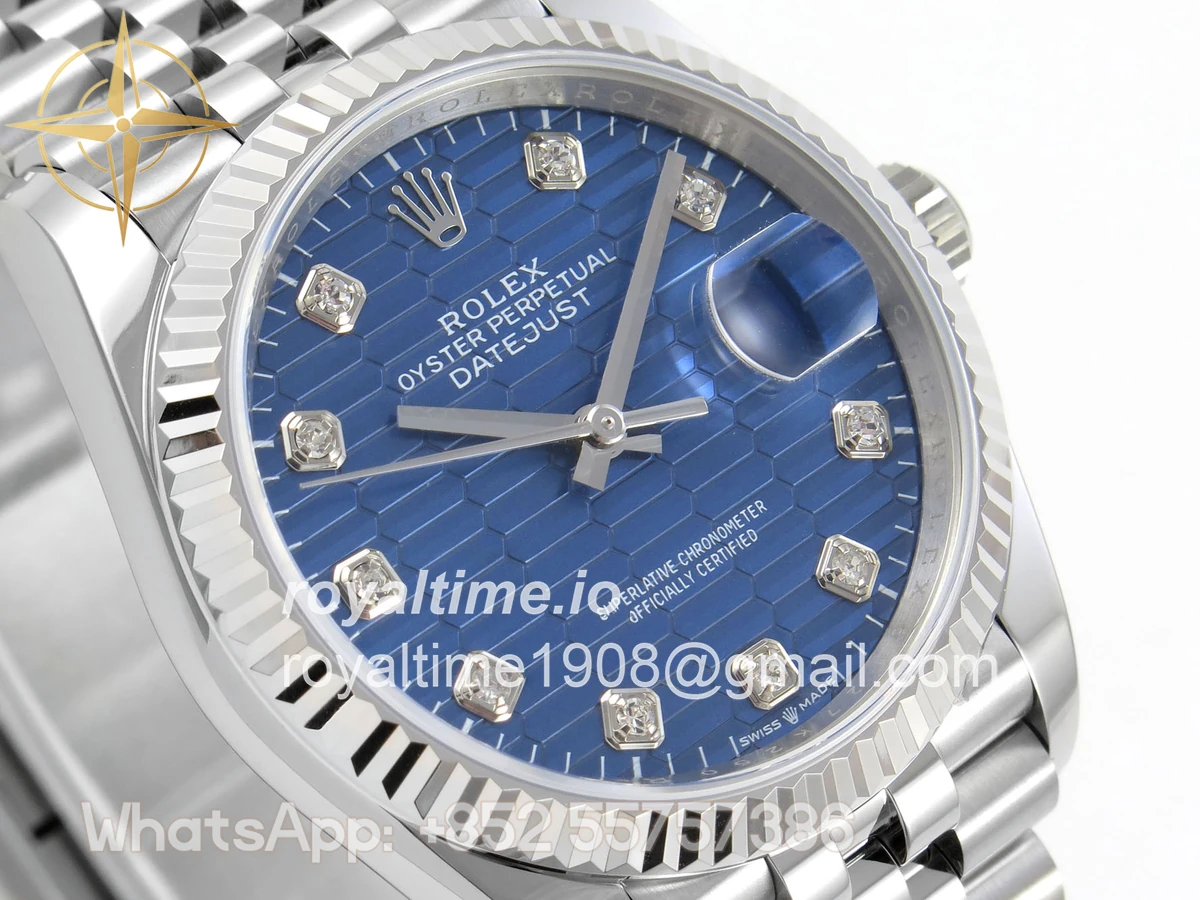 Rolex DateJust 36 SS 126234 ARF Blue Textured Diamonds Dial on Jubilee Bracelet DD3235 - Image 4