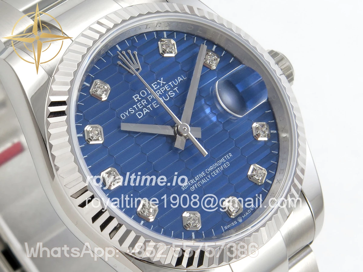 Rolex DateJust 36 SS 126234 ARF Blue Textured Diamonds Dial on Oyster Bracelet DD3235 - Image 4
