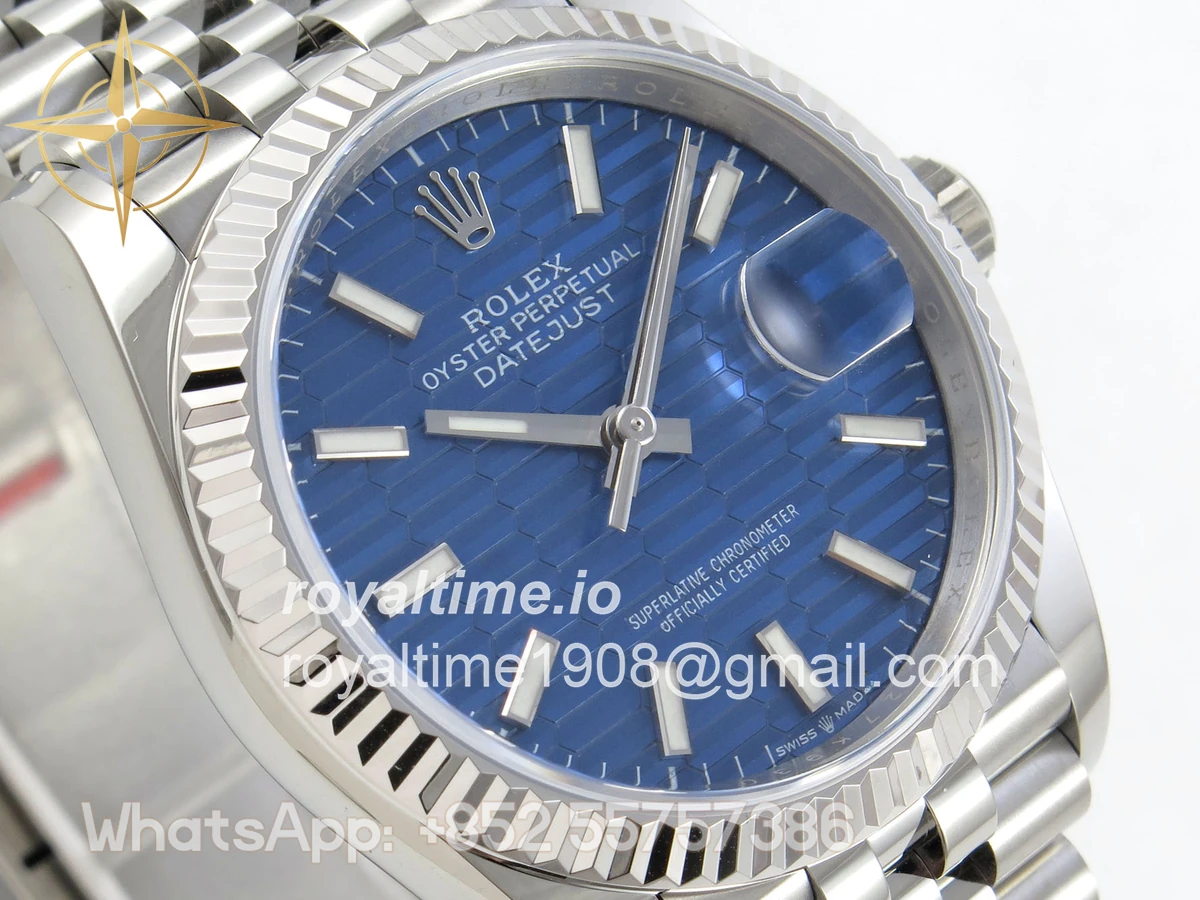 Rolex DateJust 36 SS 126234 ARF Blue Textured Stick Dial on Jubilee Bracelet DD3235 - Image 4