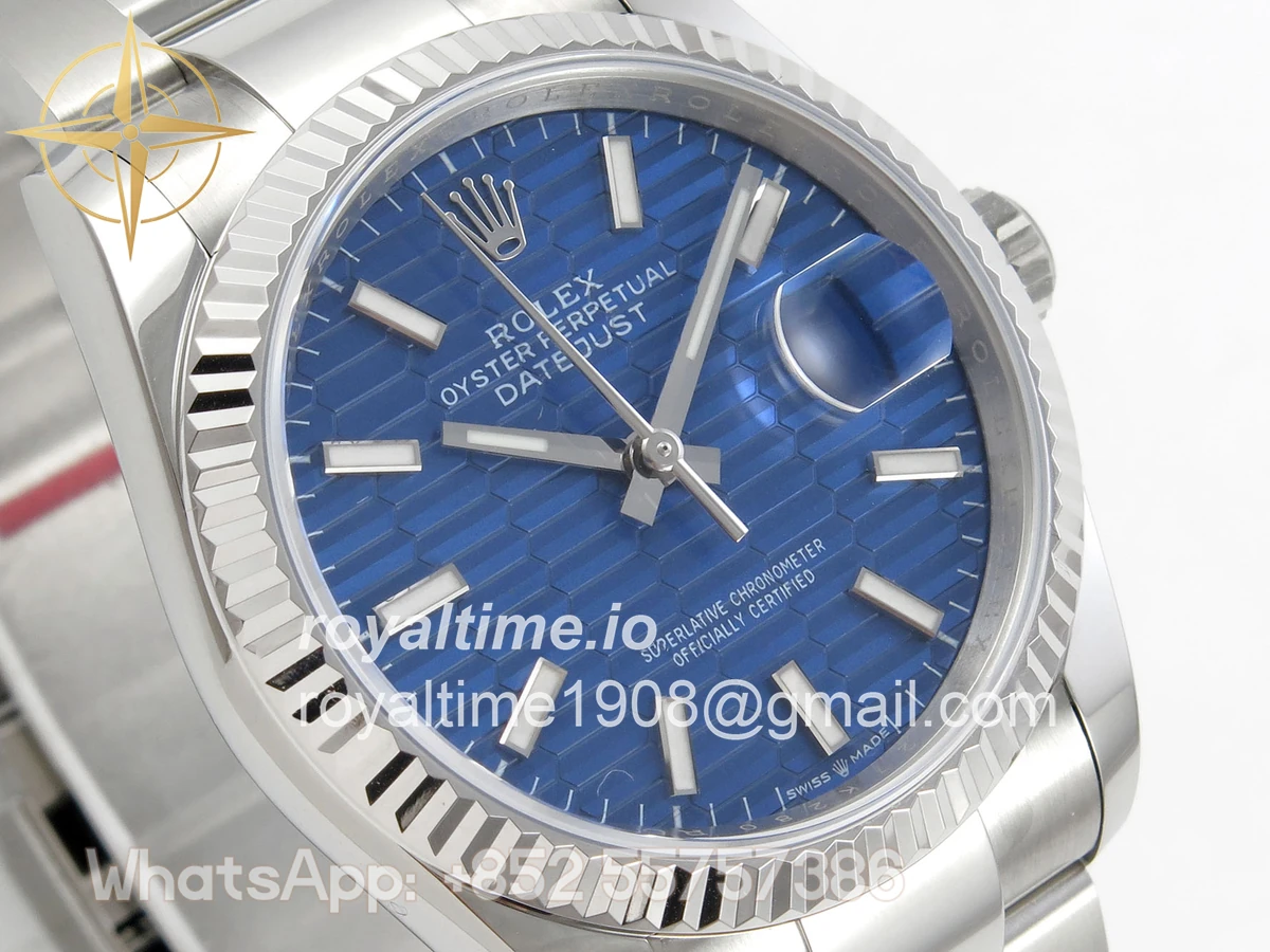 Rolex DateJust 36 SS 126234 ARF Blue Textured Stick Dial on Oyster Bracelet DD3235 - Image 4