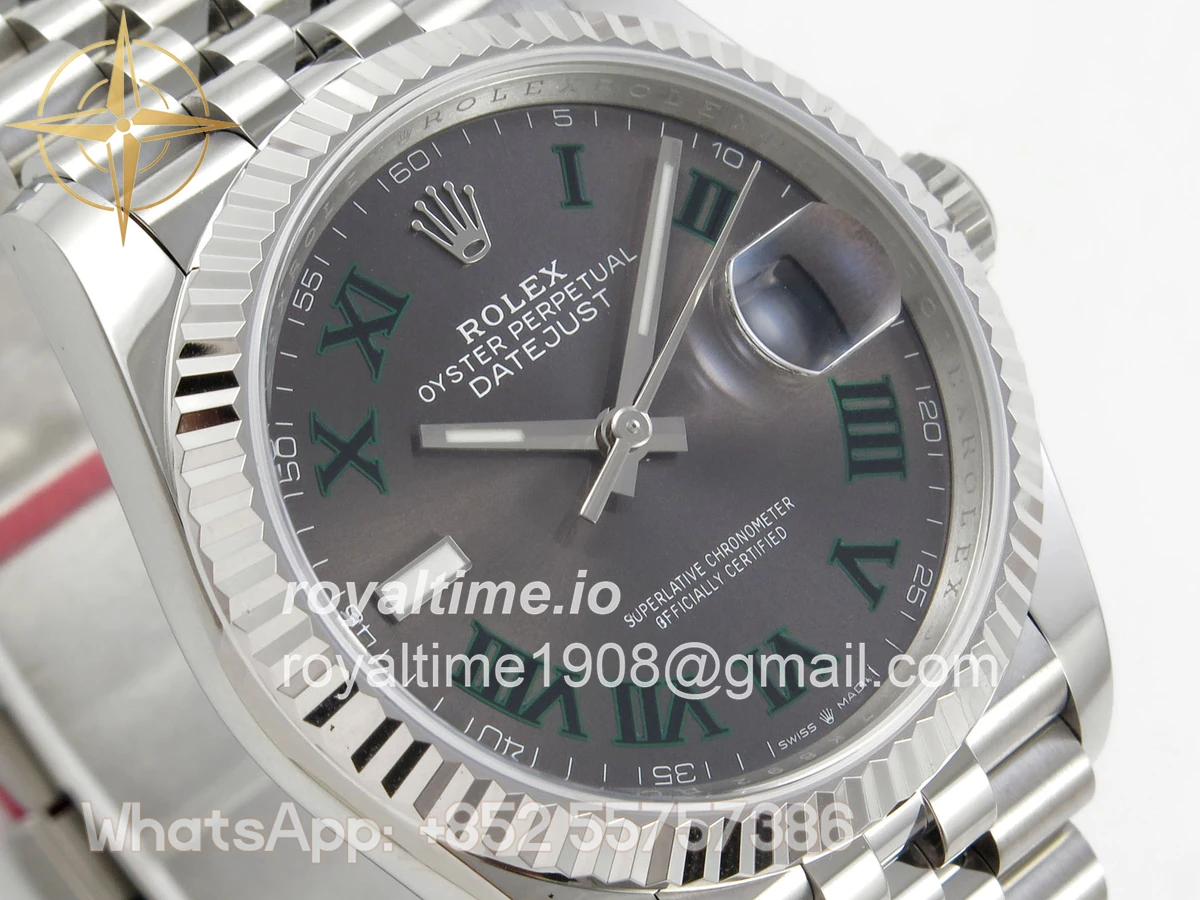 Rolex DateJust 36 SS 126234 ARF Gray Dial Green Roman on Jubilee Bracelet DD3235 - Image 4